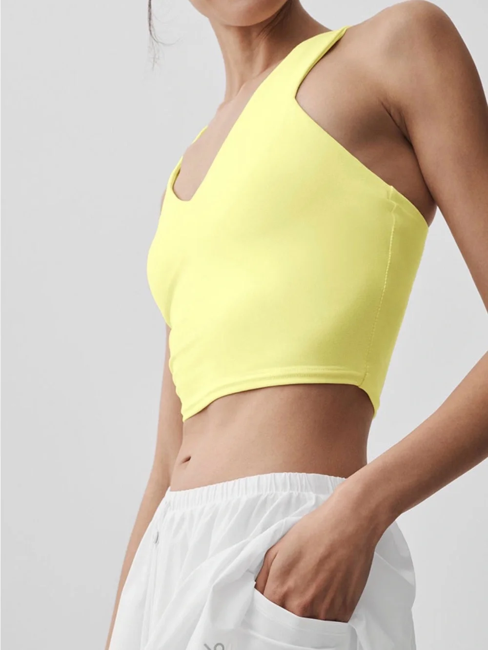 ALO Yoga Airbrush Real Tank Lemon Yellow Racerback Tank Top - Picture 5 of 10